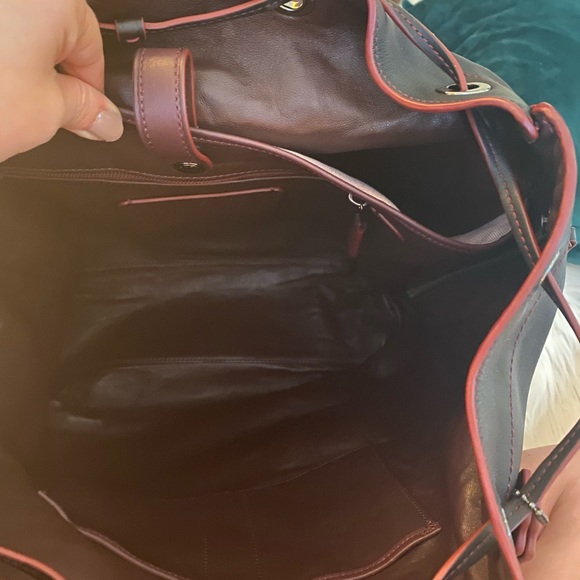 NEW Coach Black leather backpack with red trim - Picture 7 of 9
